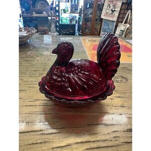 Indiana Glass Ruby Red Nesting Turkey